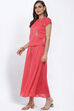 Coral Art Silk Short Suit Set image number 2